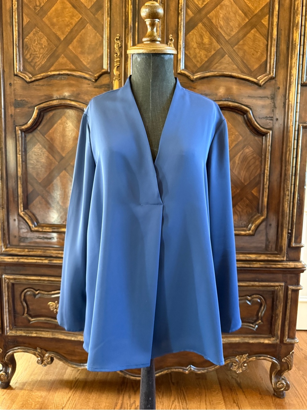 NIC+ZOE Deep Blue V-Neck Draped Tunic